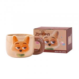 Креативная кружка, практичная керамическая чашка большой вместимости, парная кружка для воды 500мл/650мл Disney, Nick [Cup Brush + Sticker]