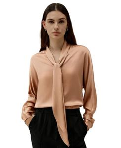 Женский шелковый топ с рукавами летучая мышь и регулируемым поясом на шее LILYSILK, Quartz rose