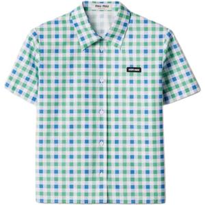 MIU MIU Рубашка SS25 женская белая+зеленая