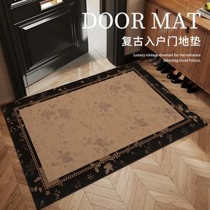 Budis Ковер 120х120 см для входной двери, из мохера, водостойкий и нескользящий, винтажный стиль, можно обрезать по размеру