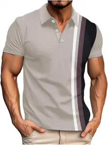 Мужская летняя рубашка поло с коротким рукавом в полоску