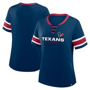 Женская футболка Houston Texans Plus Size Red Zone Athena с V-образным вырезом и шнуровкой Fanatics