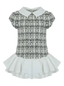 Твидовое платье с оборками Lapin House, белый