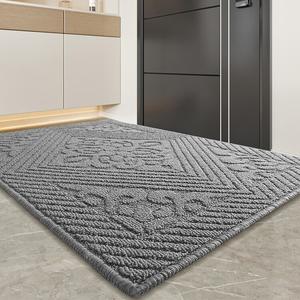 Dajiang Ковер 90х150 см для прихожей, грязеотталкивающий, серый, с эффектом очистки обуви