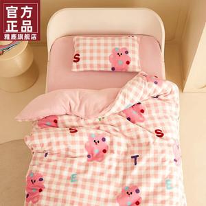 Yalu Детское одеяло yalu из молочного флиса 120x150 см, пододеяльник 100х120 см, цвет 格子小熊, мягкое, съемный чехол