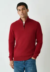 Однотонный джемпер премиум-класса с молнией на четверть длины, стандартного кроя. Next, Red