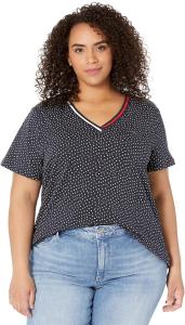 Футболка Tommy Hilfiger Plus Size с короткими рукавами и V-образным вырезом, Sky Captain