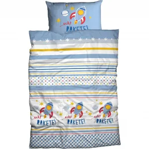 Детское постельное белье ADELHEID "Real Rocket", подушка с ракетой, светло-голубой