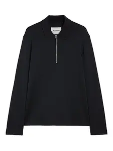 Рубашка поло на молнии с длинными рукавами Jil Sander, черный