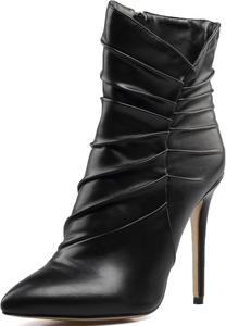 SRURLLUG Женские ботильоны на высоком каблуке-стилетто с заостренным носком, классические однотонные кожаные полусапожки на среднем каблуке, элегантные ботинки на вечерние мероприятия, свидания, слипоны