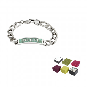 Gucci Браслет из серебра 925 пробы, унисекс, серебристый/светло-голубой