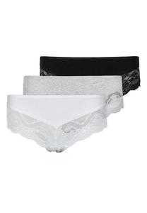 Трусы SNOCKS Hipster mit Spitze aus Bio Baumwolle 3 шт, цвет Mix (Weiß/Hellgrau/Schwarz)