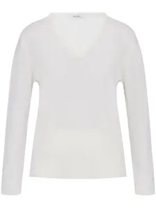 Шерстяной топ с V-образным вырезом MAX MARA, белый