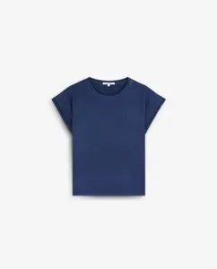 Базовая женская хлопковая футболка с вышитым логотипом Scalpers, синий