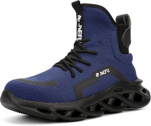 Ботинки XUNRUO для мужчин и женщин с стальными носками, легкие, дышащие, для строительства, без шнурков, синий