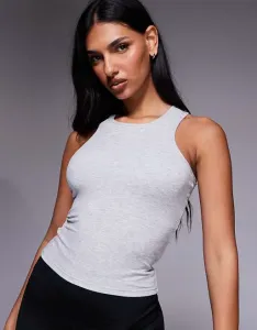 4505 легкий плюшевый жилет в рубчик с внутренним бюстгальтером и съемной подкладкой серого меланжевого цвета