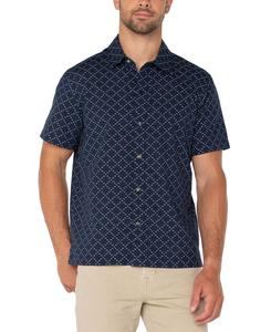 Мужская рубашка с коротким рукавом, принтом ромб и застежкой на пуговицы Liverpool Los Angeles, Navy/ivory
