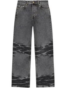 Джинсы широкого кроя с эффектом потертости GANNI, черный