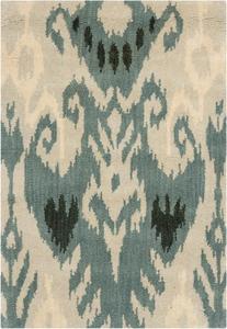 Ковер SAFAVIEH, 61 x 92 см, Ikat Collection, Beige & Slate, ручной работы из шерсти, идеален для помещений с высокой проходимостью: прихожая, гостиная, спальня (IKT216B)