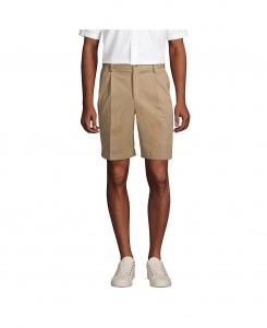 Мужские шорты чинос с комфортной талией и плиссировкой, 9 дюймов, без железа Lands' End