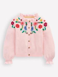 Детский хлопковый кардиган с вышивкой Mini Boden, Chalk Pink