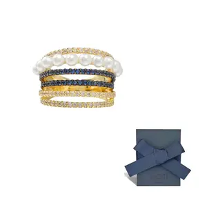 Apm Monaco Кольца из 925 стерлингового серебра для женщин белые и зеленые