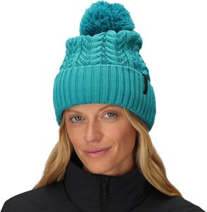 Женская шапка Liftie от Outdoor Research | Влагоотводящая, косичная вязка, разноцветный помпон, Tidepool/Aurora