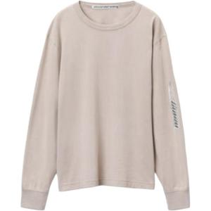 Футболка женская с логотипом Alexander Wang серо-белая с длинным рукавом и выцветшим эффектом