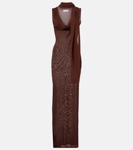 Шарфовый макси-платье с драпировкой Aya Muse, темно-коричневый