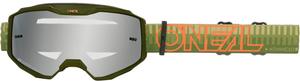 Мотоциклетные очки Oneal b-10 striped с зеркальными линзами, Green/Orange