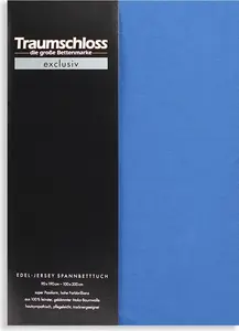 Простыня на резинке Exclusive Premium Jersey 140-160 x 200 см, королевский синий, 150 г/м², 100% расчесанный хлопок Мако Traumschloss