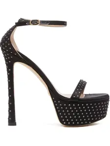 Босоножки Nudistcurve Hollywood с кристаллами, каблук 145 мм Stuart Weitzman, черный