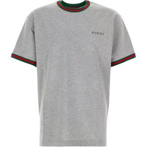 Футболка Cotton с ребристым кантом GUCCI, серый