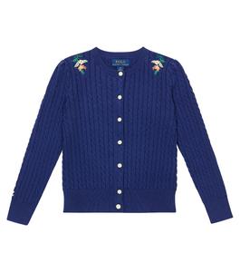 Кардиган вязки косами с вышивкой Polo Ralph Lauren, синий