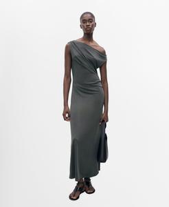 Женское асимметричное плиссированное платье MANGO, Charcoal