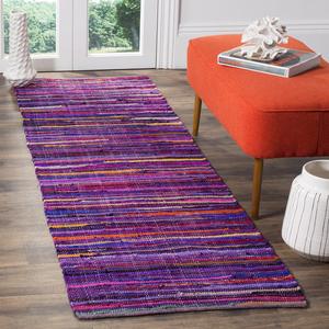 SAFAVIEH, 69 x 214 см, Ковер-дорожка из коллекции Rag Rug, Purple & Multi, ручной работы, богемная полоска, хлопок, идеален для помещений с высокой проходимостью в гостиной, спальне (RAR240C)