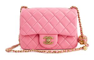 Овчинный ореховый золотистый шар мини квадратный клатч, через плечо сумка, на плечо сумка Женский персиковый розовый CHANEL