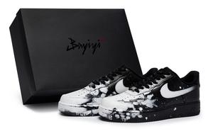 Кроссовки Nike Air Force 1 Skateboarding Shoes Unisex Low-top White, черный/белый