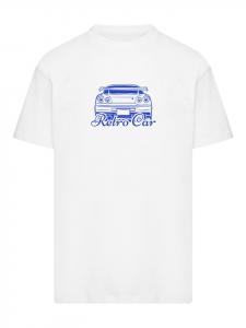 Футболка большого размера с ретро-автомобилем в японском уличном стиле белого цвета F4NT4STIC