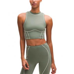 Спортивная рубашка без рукавов для женщин с открытой спиной Lululemon, willow leaf зеленый/wilo