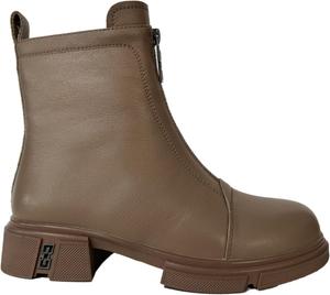 Женские кожаные боевые ботинки с передней застежкой-молнией, массивной подошвой на платформе, длиной до щиколотки Generic, Apricot