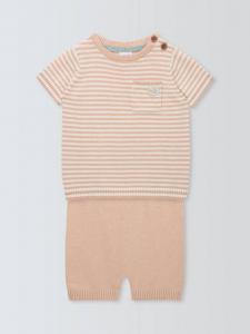 Комплект детских трикотажных топа и низов с коротким рукавом John Lewis, разноцветный