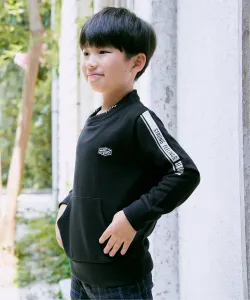 Мини-толстовка с высоким воротником и рукавами, украшенными логотипом (120–160 см) Ikka, цвет Black