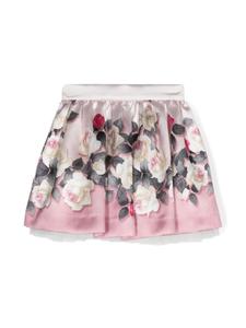 Monnalisa юбка со складками и цветочным принтом, розовый