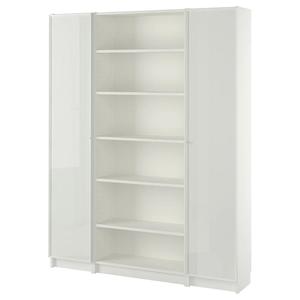 Книжный шкаф комбинация со стеклянными дверцами BILLY/HÖGBO IKEA, 160x202 см, белый