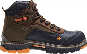 Мужские рабочие ботинки Wolverine Overpass CarbonMAX 6 дюймов с водонепроницаемым композитным носком, коричневый