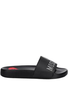 Шлепанцы, украшенные стразами Love Moschino, черный