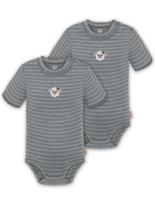 Normani Outdoor Sports Комплект из 2 унисекс детских боди с короткими рукавами из мериносовой шерсти, застегивающихся на кнопки, в серую полоску