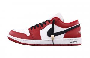 Jordan Кроссовки баскетбольные Air 1 Chicago Abrasion Resistant низкие винтажные unisex красный белый черный