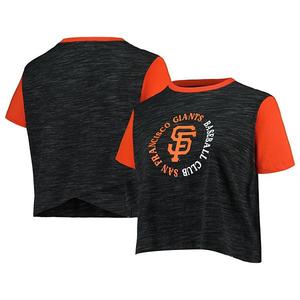 Женская черная футболка кроп San Francisco Giants plus size с перекрестной спинкой New Era